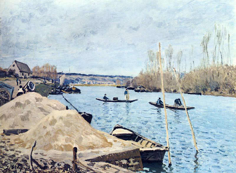 Seine bei Port Marly, Mit dem Sandhaufen